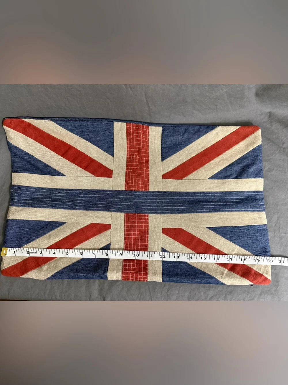 Vintage Denim Union Jack Pillow Cover 12”x 20”